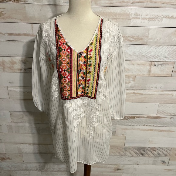 Johnny Was white embroidered blouse size S - Picture 4 of 10